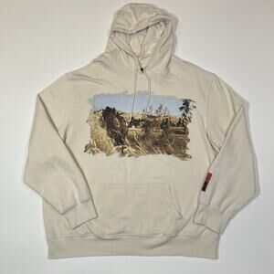 Yellowstone Ranch Hoodie Mens 2XL Beige Pullover TV Show Graphic Sweatshirt